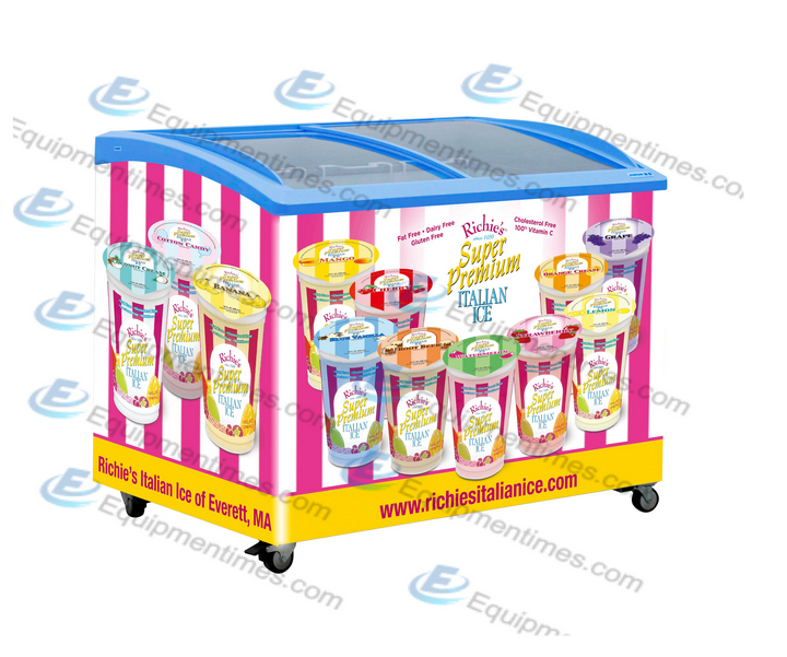 Изогнутый холодильник для мороженного со стальной крышкой SD-515K