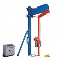 Rotary arm pallet stretch wrapper and pallet wrapping machine
