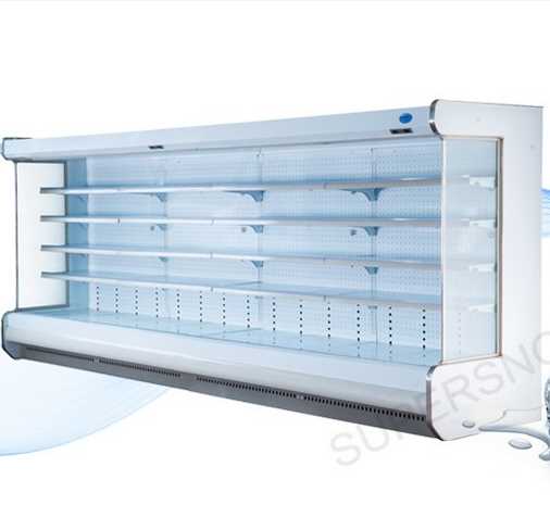 Commercial Used Curtain Supermarket Refrigerated Vertical Open Showcase 
