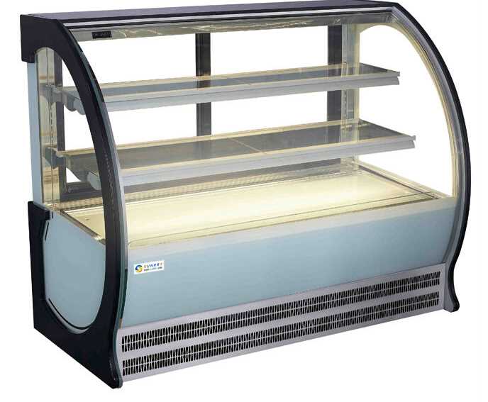 Commercial Glass Door 3 Shelves Glass Cake Showcase and Cake Display Freezer