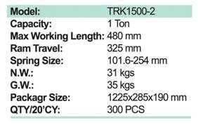 Place of Origin: Jiangsu, China (Mainland) Brand Name: TORIN Model Number: TRK1500-2 Warranty: 12 Months material: steel fine lift: Auto Maintenance Capacity: 1 ton