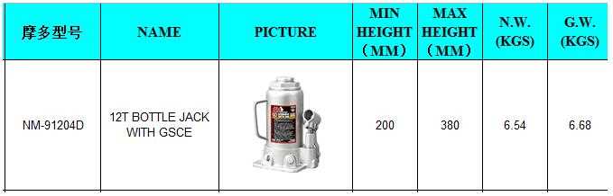 Use: Car Jack Type: Bottle Jack Capacity (Load): 11-20T Max Height: 380mm Min Height: 200mm Certification: ISO9001 Place of Origin: Zhejiang, China (Mainland) Brand Name: Xracing Model Number: NM-91204D Warranty: 1 Years Market: worldwide LOGO: as customized Packing: as customized Payment: TT L/C Sample: 7-10days Delivery time: 30-45days ODM/OEM: Yes Feature: fashion&durable