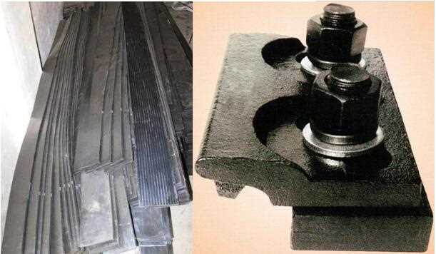 Crane rail with rubber pad and double welded clamp