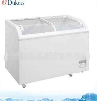 Dukers Curved glass sliding door deep chest freezer