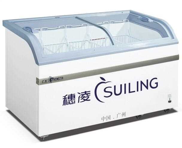 Top curved glass door ice cream display chest freezer