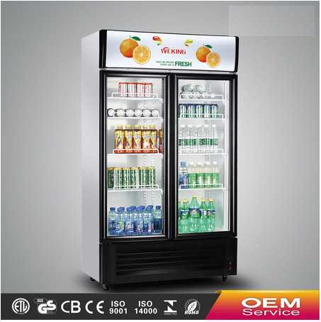 Commercial showcase double doors glass display showcase refrigerator supermarket equipment 