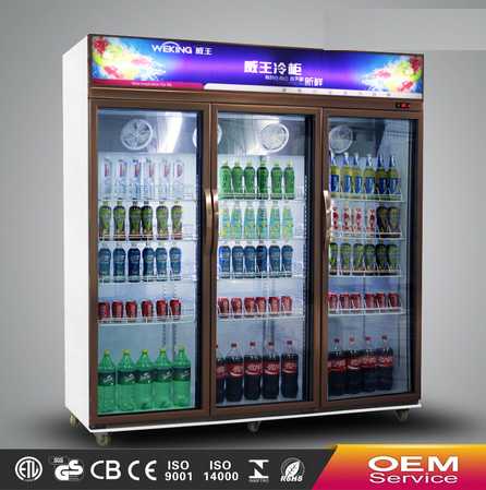 Triple doors showcase glass display showcase refrigerator 