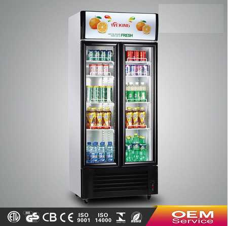 Commercial showcase double doors glass display showcase refrigerator supermarket equipment 