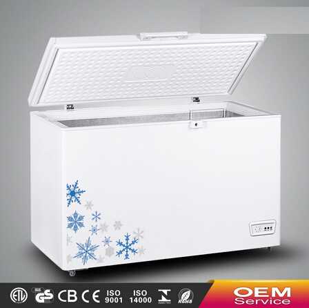 Chinese OEM Wholesale Color Painted Handle Lock Sliding Glass Door Chest Freezer CF-328(302L) with CE CB Certificate 