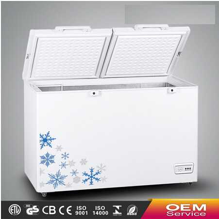 Chinese OEM Wholesale Color Painted Handle Lock Sliding Glass Door Chest Freezer CF-491(413L) with CE CB Certificate