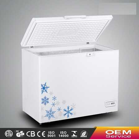 Chinese OEM Wholesale Color Painted Handle Lock Sliding Glass Door Chest Freezer CF-218(204L) with CE CB Certificate 