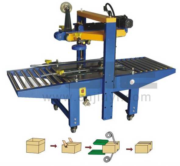 Up-down animate adhesive tape carton sealer