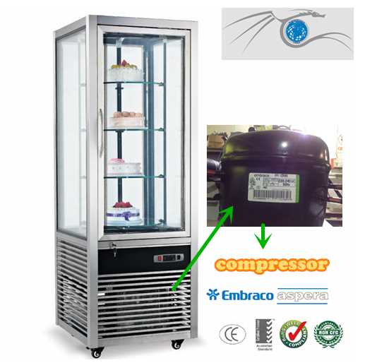 Four Sides Glass Cake Display Refrigerator