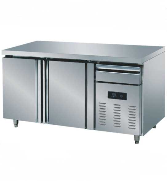 Stainless Steel 2 Doors Kitchen Counter Top Refrigerator Working Table / Refrigerator