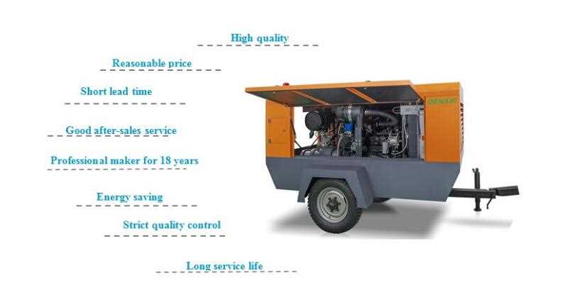 7 bar screw mobile diesel air compressor