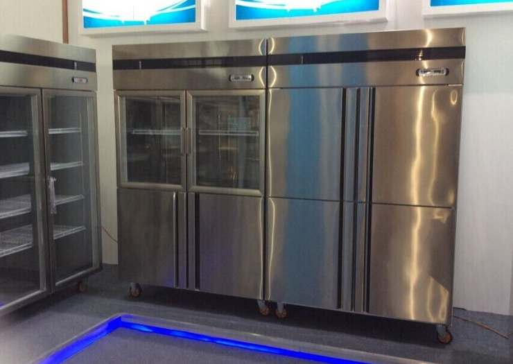 commercial restaurant stainless steel glass door kitchen freezer