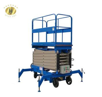 5m high raised hydraulic mobile electro scissor working open platform lifte table with handrail