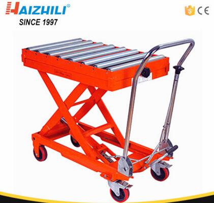 350kg 1300mm Hydraulic Manual Roller Top Scissor Lift Table