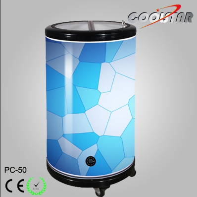 Top Galss Lid Beverage Can Cooler Barrel Type Cooler