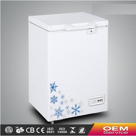 Chinese OEM Wholesale Color Painted Handle Lock Sliding Glass Door Chest Freezer CF-108(95L) with CE CB Certificate