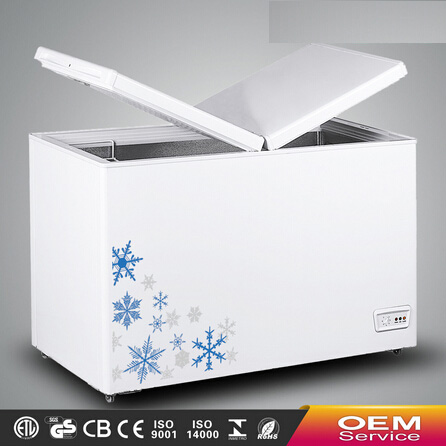 Chinese OEM Wholesale Color Painted Handle Lock Sliding Glass Door Chest Freezer CF-246(227L) with CE CB Certificate