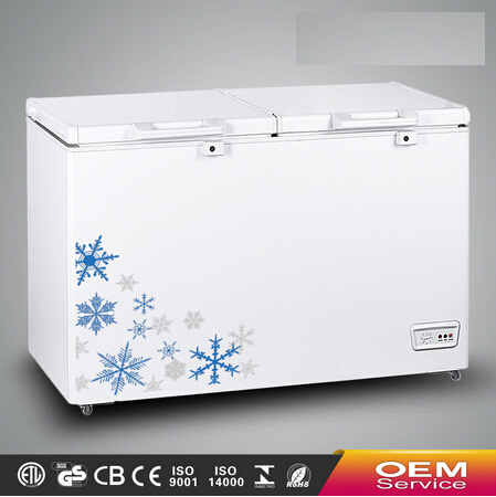 Chinese OEM Wholesale Color Painted Handle Lock Sliding Glass Door Chest Freezer CF-491(413L) with CE CB Certificate