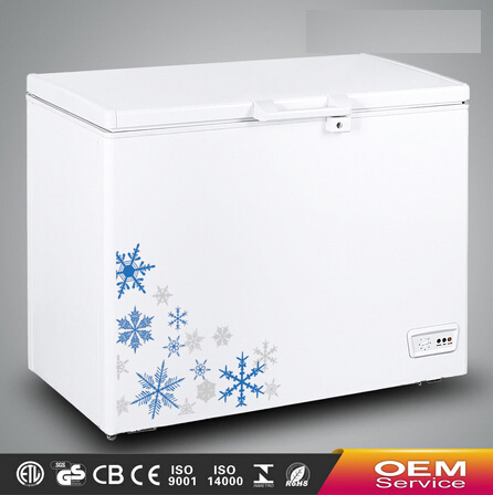 Chinese OEM Wholesale Color Painted Handle Lock Sliding Glass Door Chest Freezer CF-268(252L) with CE CB Certificate